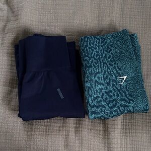 Gymshark Leggings Duo in Navy and Teal Pattern